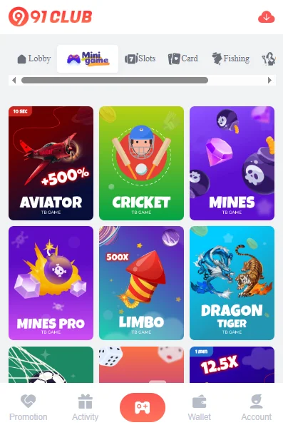 Types Of Games Available On 91 Club