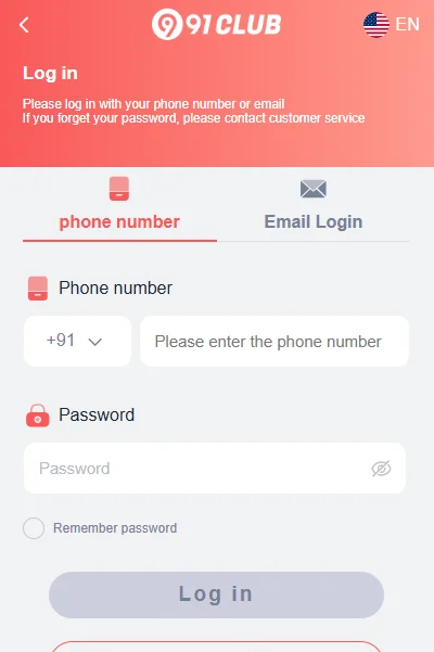 click on login 91 club